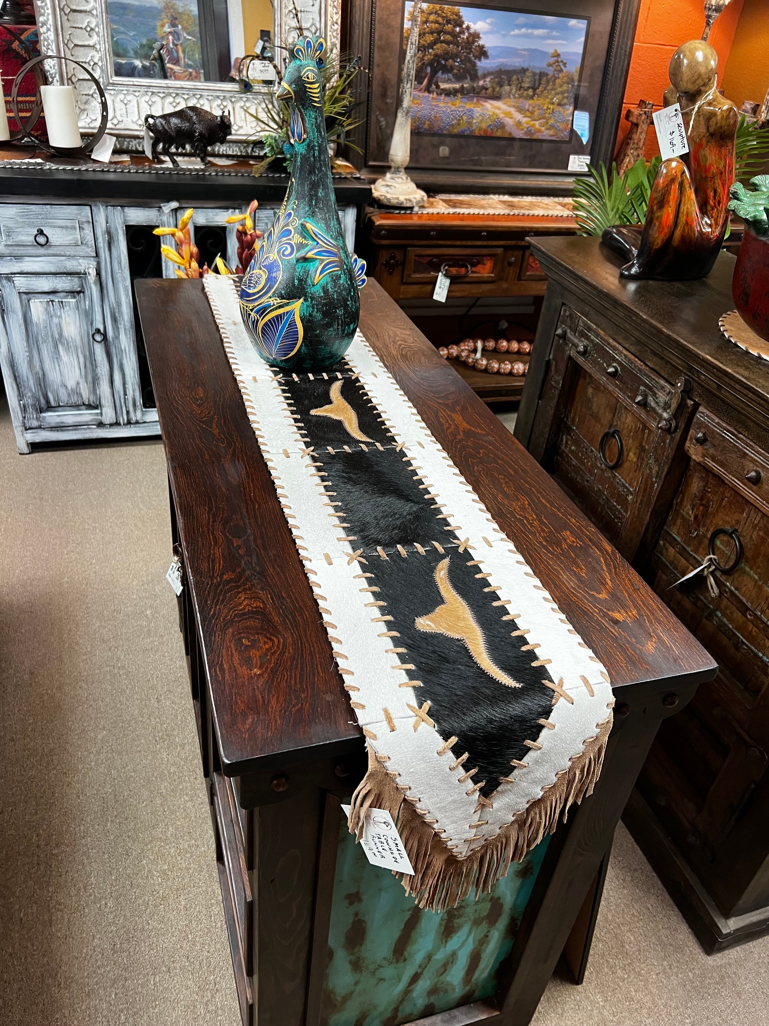 Cowhide placemats and runners store